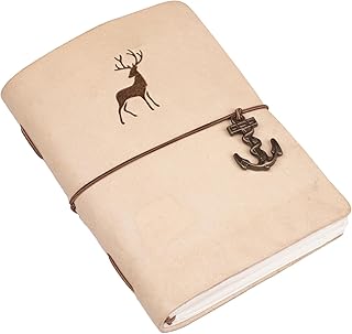 LEATHER VILLAGE Reindeer Embossed Journal- Refillable leather bound diary - Ruled lined paper notebook - Best gift for art sketchbook & writing for Men & Women - 240 Pages - 6 X 4 inches