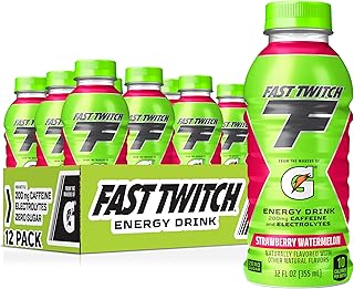 Fast Twitch Energy drink from Gatorade, Strawberry Watermelon, 12 Oz Bottles,(Pack of 12), 200mg Caffeine, Zero Sugar, Electrolytes