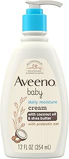 Aveeno Baby Daily Moisturizing Cream with Prebiotic Oat, Hypoallergenic Baby Lotion with Coconut Oil & Shea Butter Moisturizes Sensitive Skin for 24 Hours, Gentle Coconut Scent, 12 fl. oz