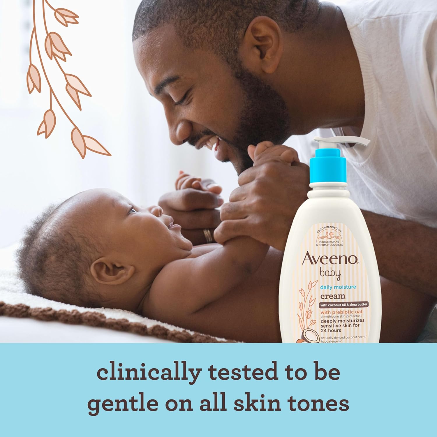 Aveeno Baby Daily Moisturizing Cream with Prebiotic Oat, Hypoallergenic Baby Lotion with Coconut Oil & Shea Butter Moisturizes Sensitive Skin for 24 Hours, Gentle Coconut Scent, 12 fl. oz-3