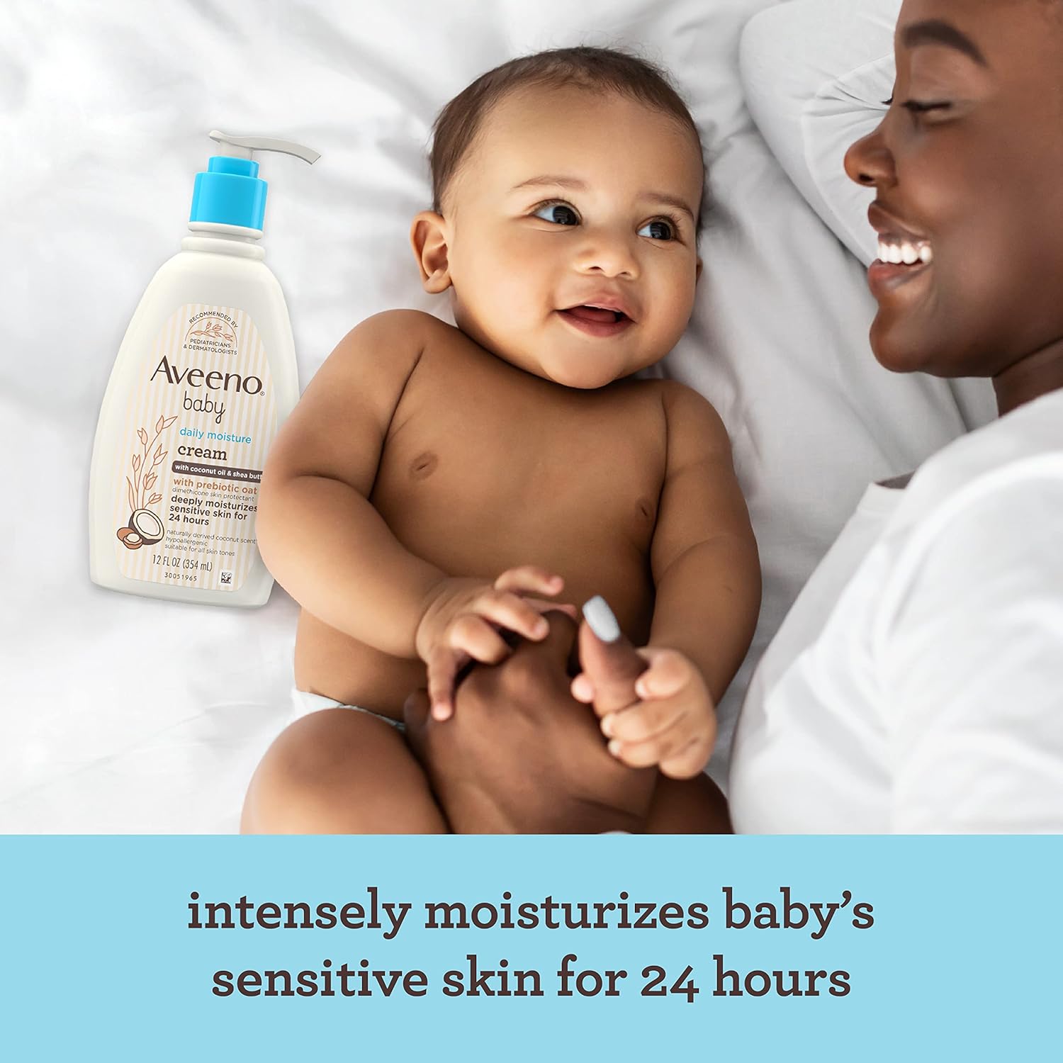 Aveeno Baby Daily Moisturizing Cream with Prebiotic Oat, Hypoallergenic Baby Lotion with Coconut Oil & Shea Butter Moisturizes Sensitive Skin for 24 Hours, Gentle Coconut Scent, 12 fl. oz-4