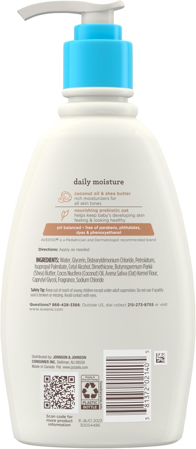 Aveeno Baby Daily Moisturizing Cream with Prebiotic Oat, Hypoallergenic Baby Lotion with Coconut Oil & Shea Butter Moisturizes Sensitive Skin for 24 Hours, Gentle Coconut Scent, 12 fl. oz-7