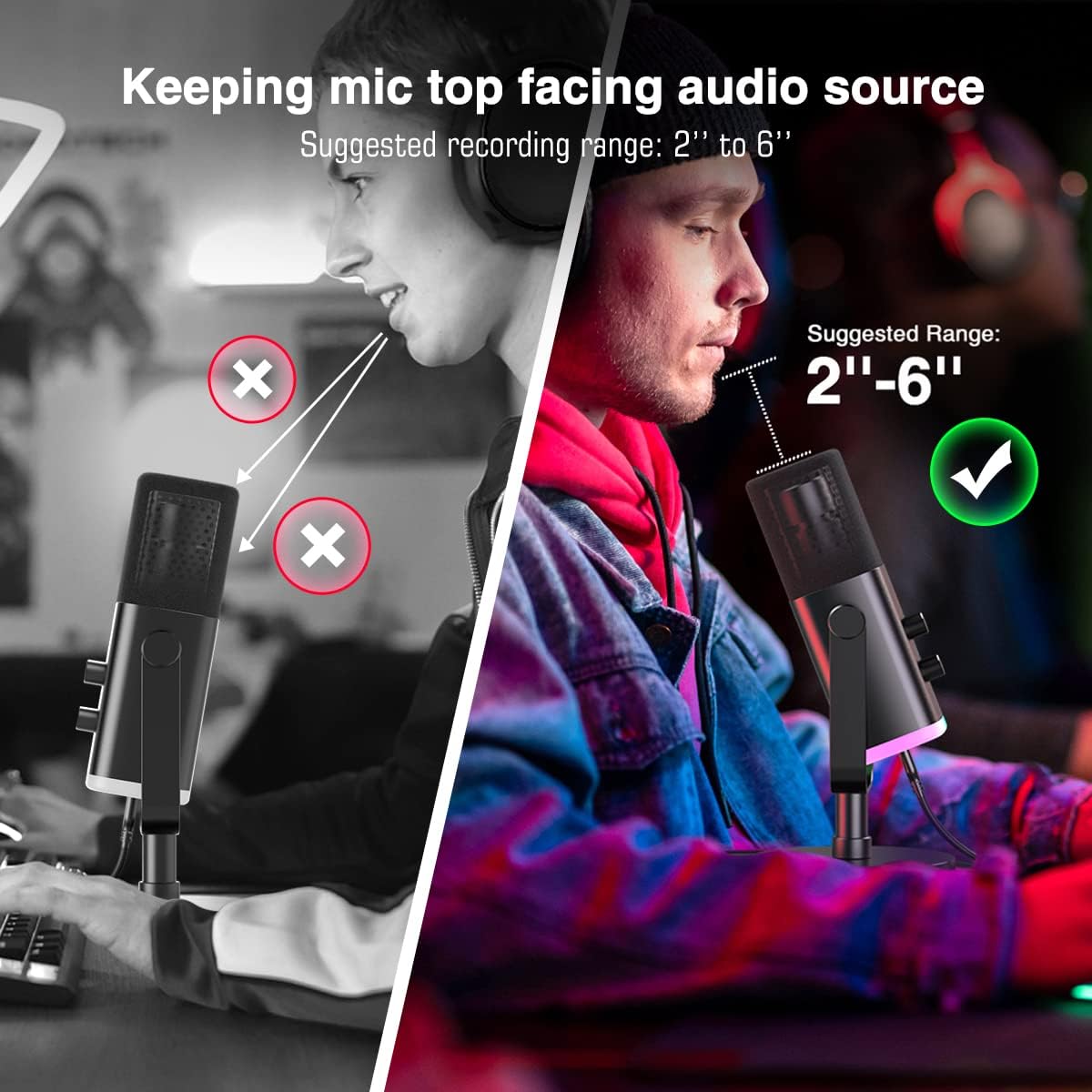 FIFINE XLR/USB Dynamic Microphone for Podcast Recording, PC Computer Gaming Streaming Mic with RGB Light, Mute Button, Headphones Jack, Desktop Stand, Vocal Mic for Singing YouTube-AmpliGame AM8-8