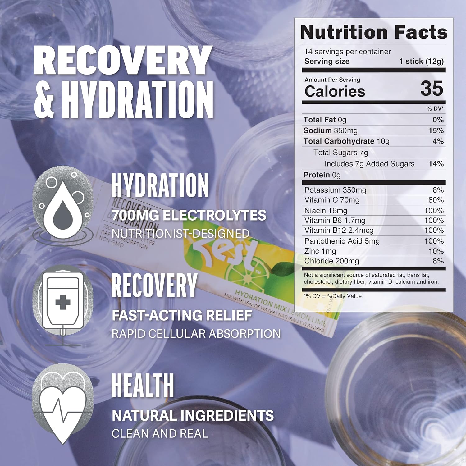 Zest Hydration Electrolyte Powder - Variety Pack - Mix w/Water - 6 Travel Packets - Low Sugar Supplement - Recovery, Energy, & Focus Drink - IV Pillars of Liquid Rehydration incl Salt & Potassium-2