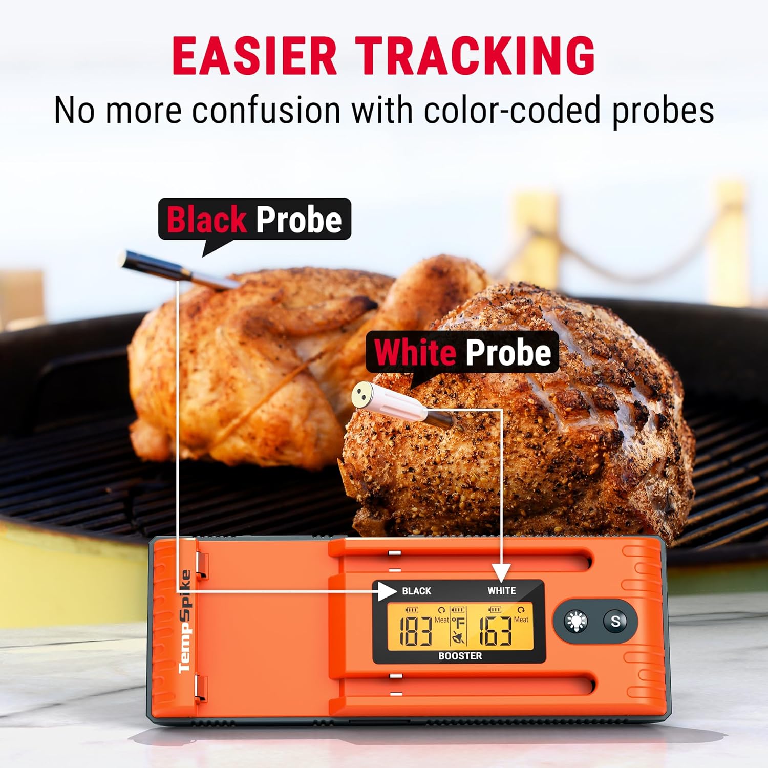 ThermoPro Twin TempSpike Wireless Meat Thermometer with 2 Meat Probes, 500FT Bluetooth Meat Thermometer with LCD-Enhanced Booster for Turkey Beef Rotisserie BBQ Grill Oven Smoker Thermometer-3