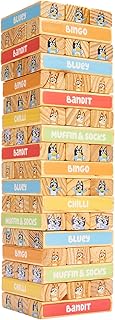 Bluey Tumbling Tower – 54 Colorful Wooden Blocks – Fun Family Game – FSC Certified for Children 3 Years and Up