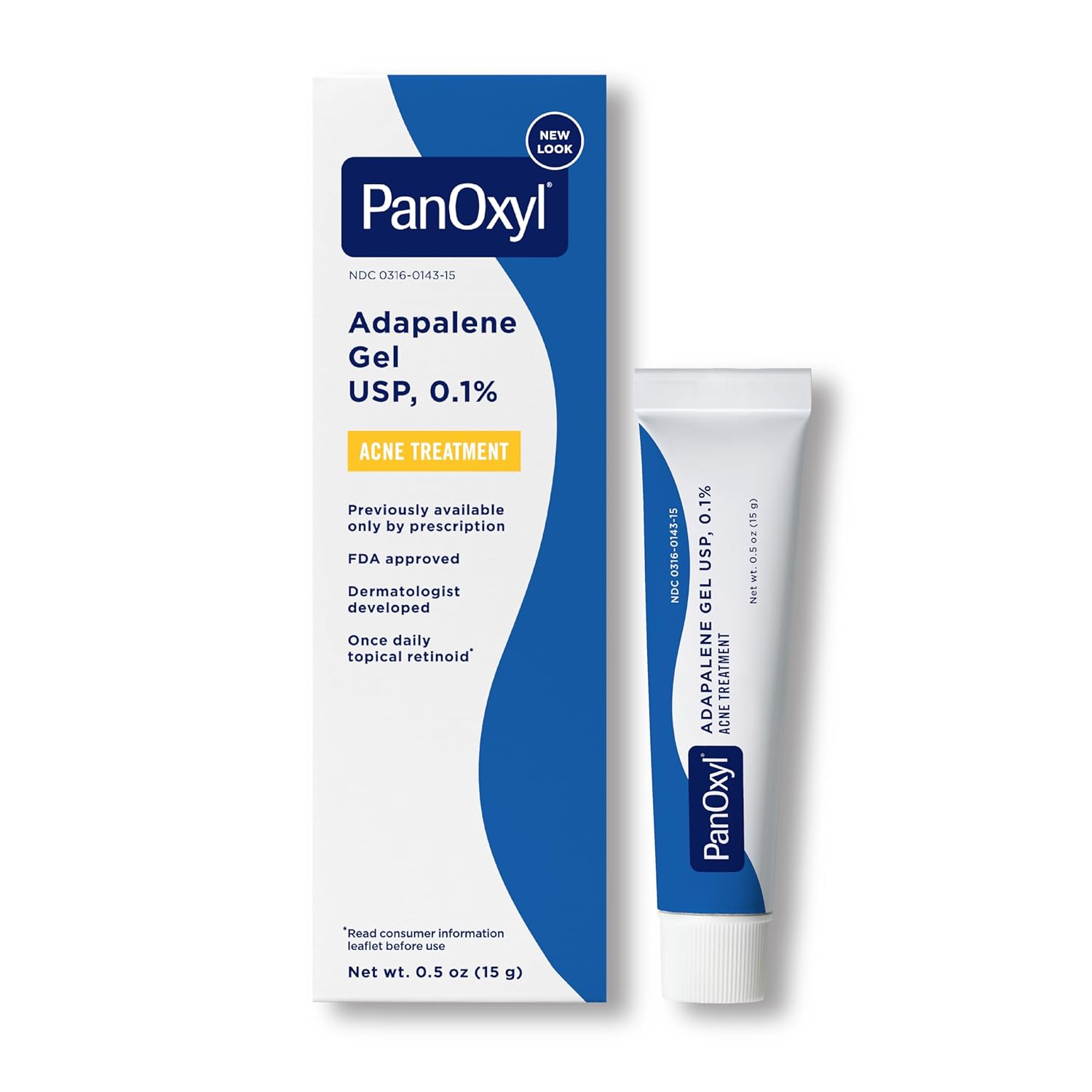 PanOxyl Adapalene 0.1% Leave-On Gel, 30 Day Supply, Retinoid Gel Acne Treatment, Acne Prone Skin, Oil Free, Fragrance Free, 0.5 oz-0