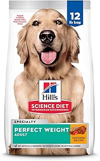 Hill's Science Diet Perfect Weight, Adult 1-6, Weight Management Support, Dry Dog Food, Chicken Recipe, 12 lb Bag