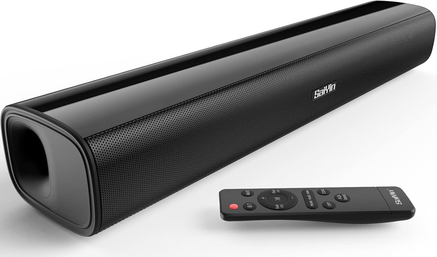 Saiyin Sound Bars for TV, 40 Watts Small Soundbar for TV,Surround Sound System TV Sound Bar Speakers with Bluetooth/Optical/AUX Connection for PC/Gaming/Projectors,17inch-0