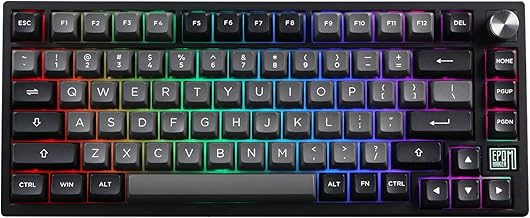 EPOMAKER TH80 SE Gasket 75% Mechanical Keyboard, NKRO Hot Swappable RGB 2.4Ghz/ Bluetooth 5.0/ Wired Gaming Keyboard with Poron/EVA Foam, 4000mah Battery (Black Silver, Gateron Pro Yellow)