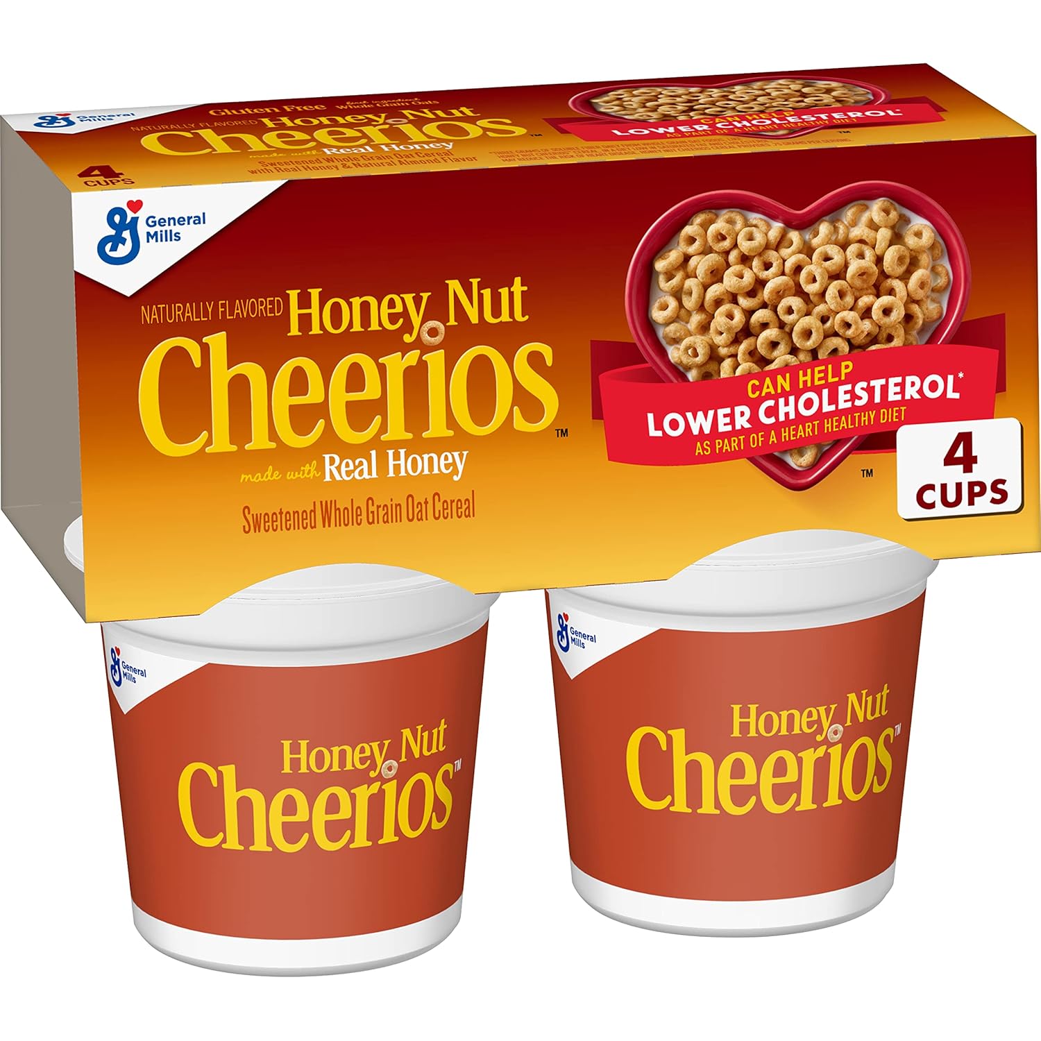 Big G Cereal Honey Nut Cheerios Gluten Free Cereal, 4PK CUP 7.2OZ-0