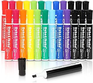 Dabo&Shobo Dry Erase Markers 24 Pack, 10 Assorted Colors With Low Odor Ink, Chisel Tip, Whiteboard Markers For Back To School, Office, Home