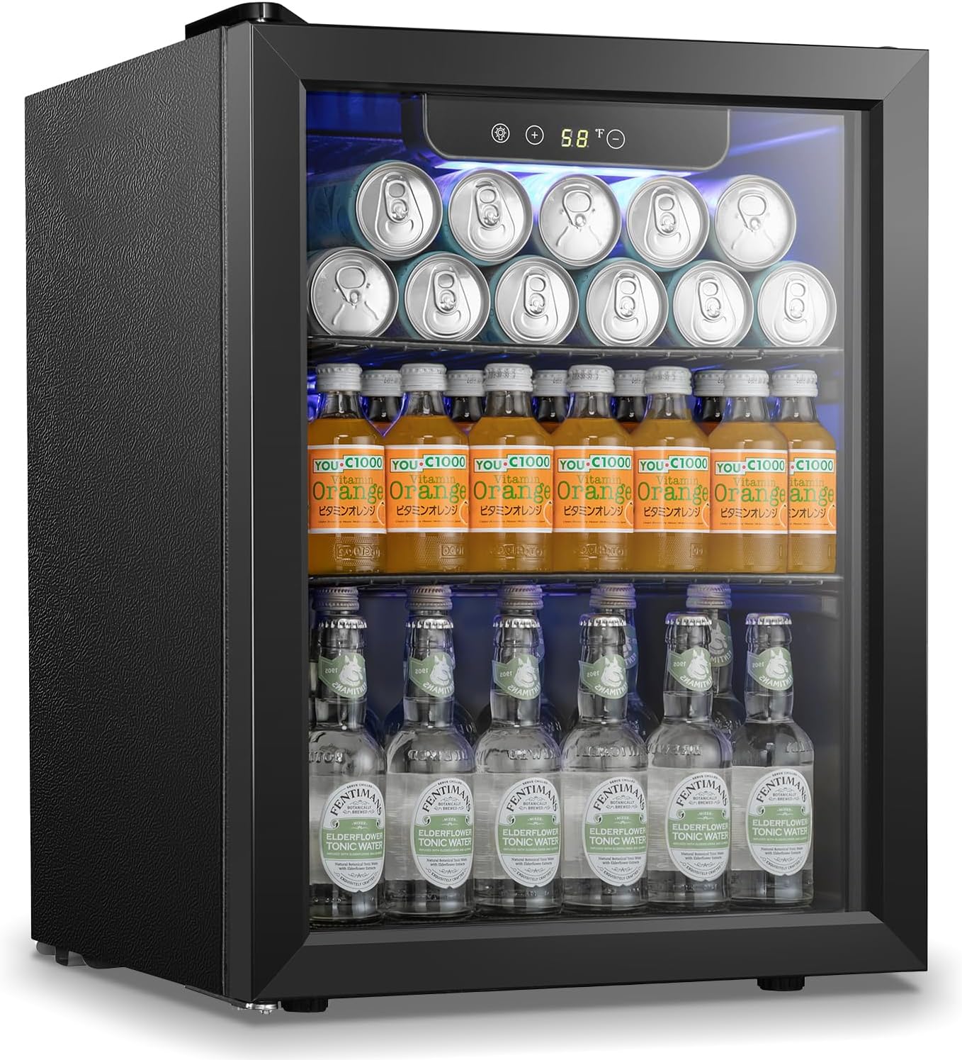 Antarctic Star Beverage Refrigerator Cooler 68 Can, Mini Fridge with Glass Door for Beer Drinks Wine,Freestanding Small Fridge with Electronic Temperature Control for Home and Bar,1.7 cu.ft-0