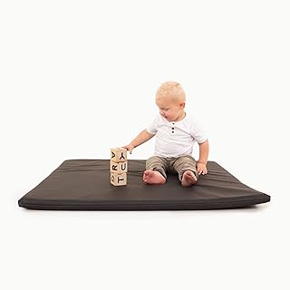 Baby Play Mat - Premium Padded Square Floor Mat by Gathre, Wipeable & Water Resistant Play Pad for Kids, Toddlers, and Babies, Foldable and Soft Crawling Playmat (36 x 36 x 1.5 inches, Raven)