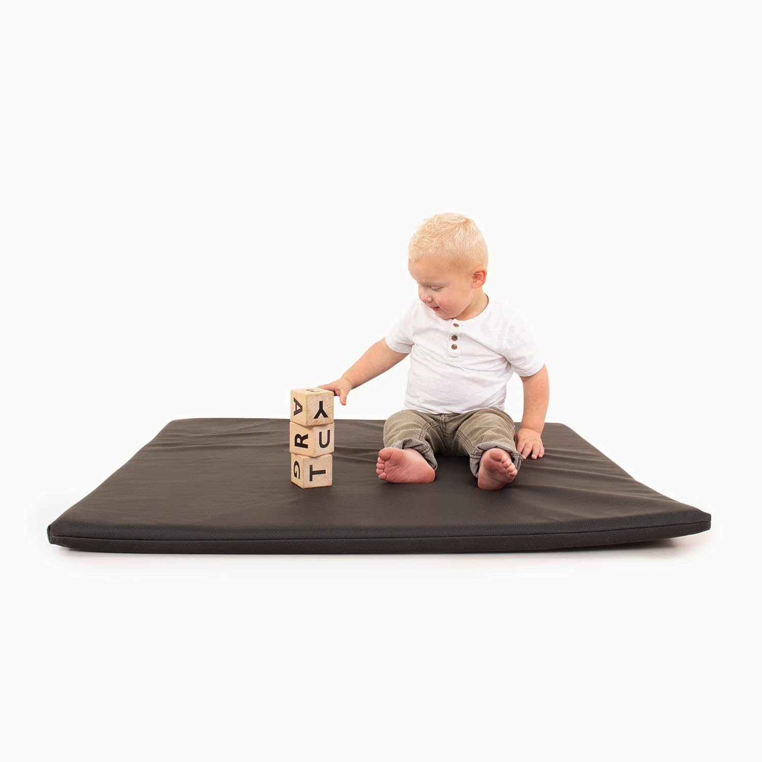 Baby Play Mat - Premium Padded Square Floor Mat by Gathre, Wipeable & Water Resistant Play Pad for Kids, Toddlers, and Babies, Foldable and Soft Crawling Playmat (36 x 36 x 1.5 inches, Raven)-0