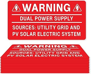 10PCS Solar Label Pack, Joyfulmap 4 X 2Inch,Warning-Dual Power Supply-Sources: Utility Grid and PV Solar Electric System