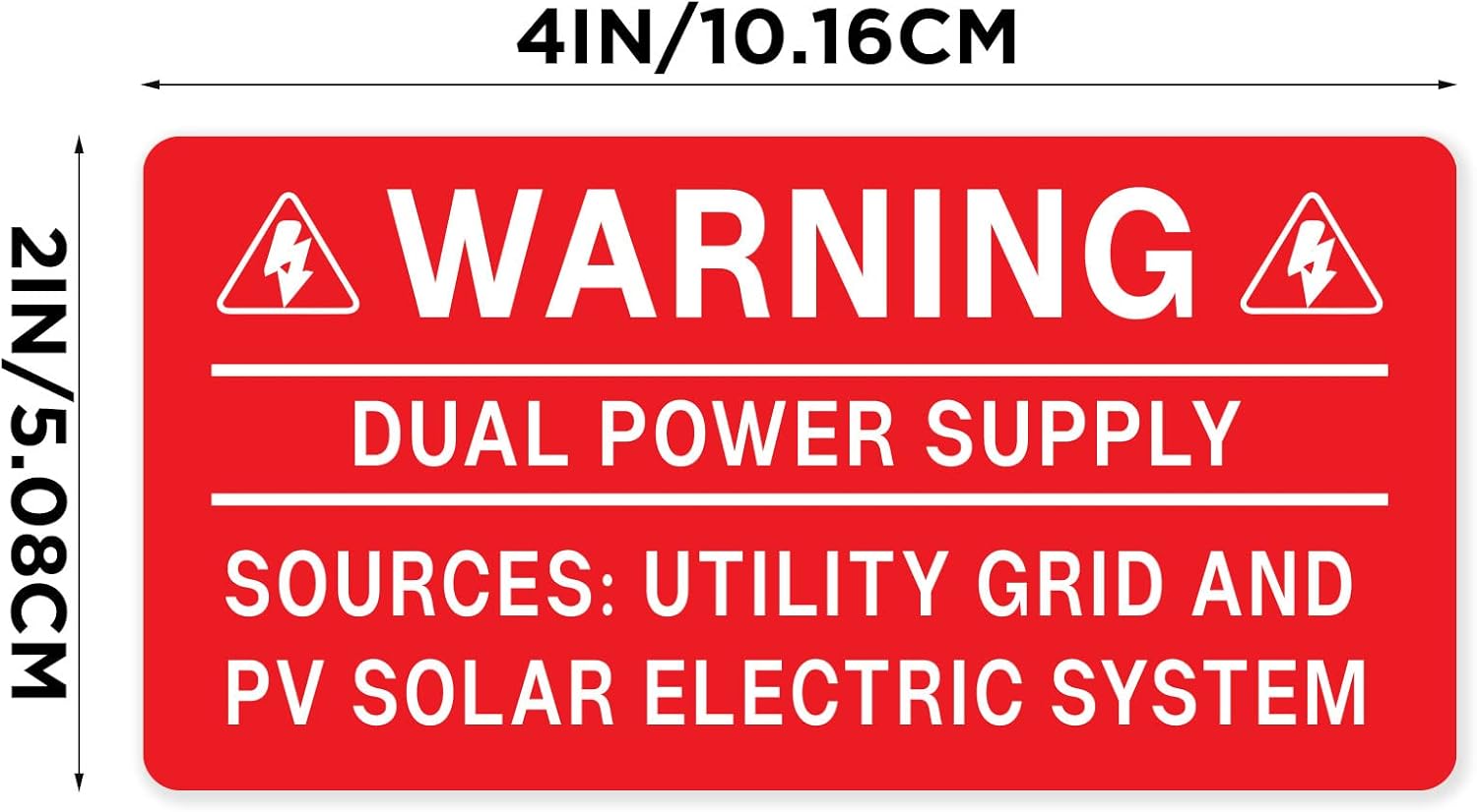 10PCS Solar Label Pack, Joyfulmap 4 X 2Inch,Warning-Dual Power Supply-Sources: Utility Grid and PV Solar Electric System-2