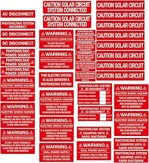 PV Label Depot - Joyfulmap 40 Premium UV Resistant Solar PV Safety Warning Photovoltaic System Labels|Electrical Panel Labels |Photovoltaic System Labels