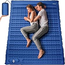 Double Sleeping Pad for Camping, 4.75" Self Inflating Extra-Thick Camping Bed Mat for 2 Person with Pillow Built-in Foot Pump, Waterproof Sleeping Mat for Travel, Hiking, Backpacking, Tent, Large