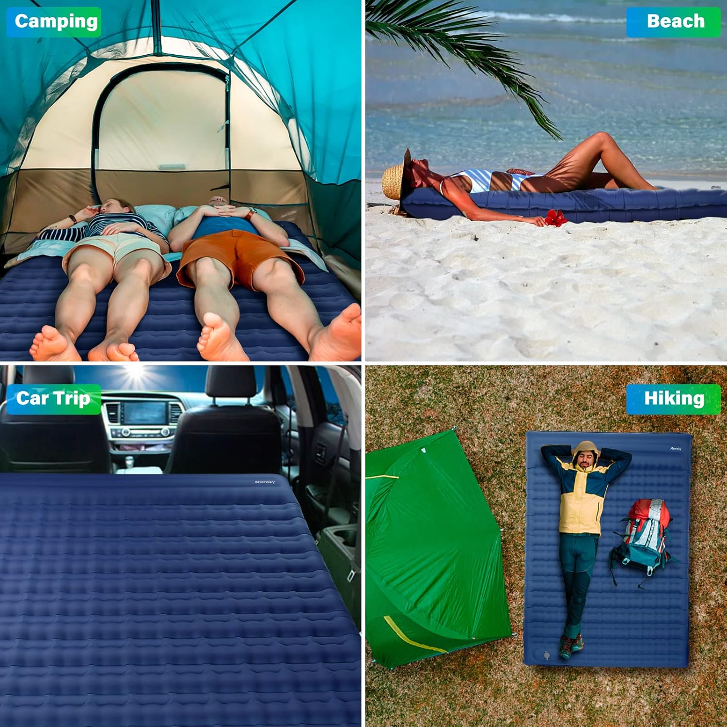 Double Sleeping Pad for Camping, 4.75" Self Inflating Extra-Thick Camping Bed Mat for 2 Person with Pillow Built-in Foot Pump, Waterproof Sleeping Mat for Travel, Hiking, Backpacking, Tent, Large-5