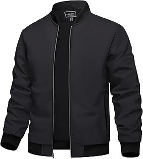 TACVASEN Men's Bomber Jacket Lightweight Spring Fall Windbreaker Casual Coats with Pockets