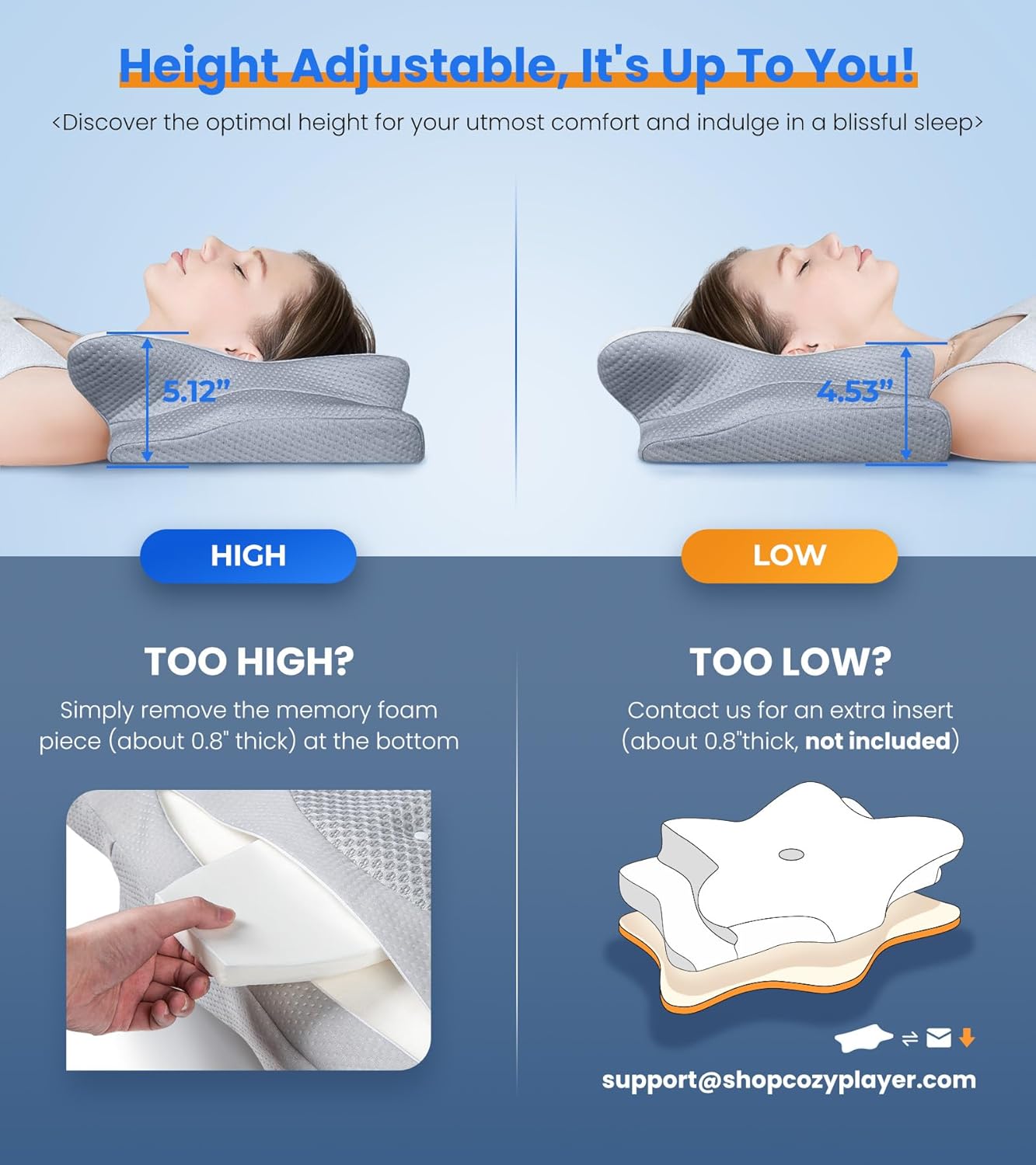 Ultra Pain Relief Cooling Pillow for Neck Support, Adjustable Cervical Pillow Cozy Sleeping, Odorless Ergonomic Contour Memory Foam Pillows, Orthopedic Bed Pillow for Side Back Stomach Sleeper-3