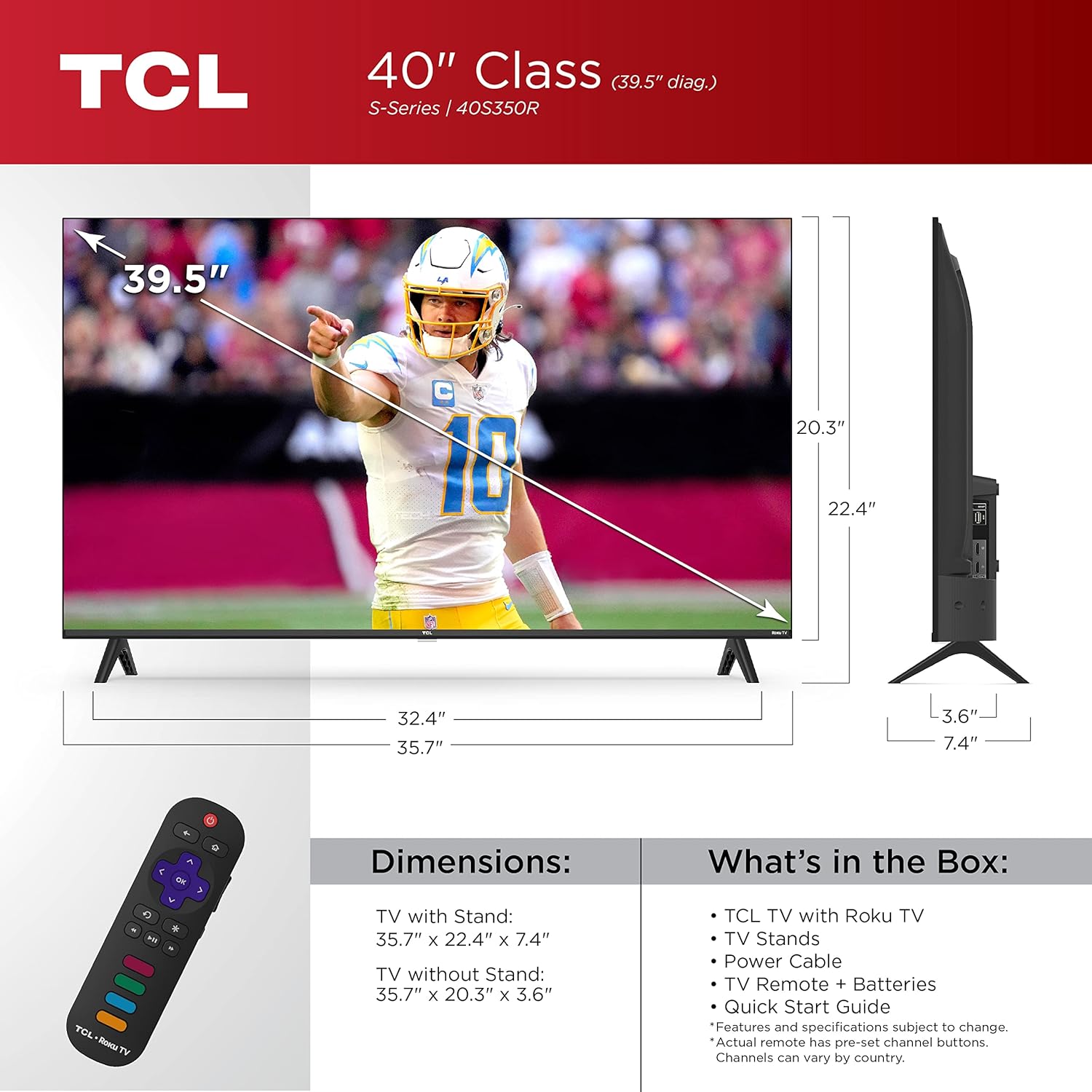 TCL 40-Inch Class S3 1080p LED Smart TV with Roku TV (40S350R, 2023 Model), Compatible with Alexa, Google Assistant, and Apple HomeKit Compatibility, Streaming FHD Television,Black-1