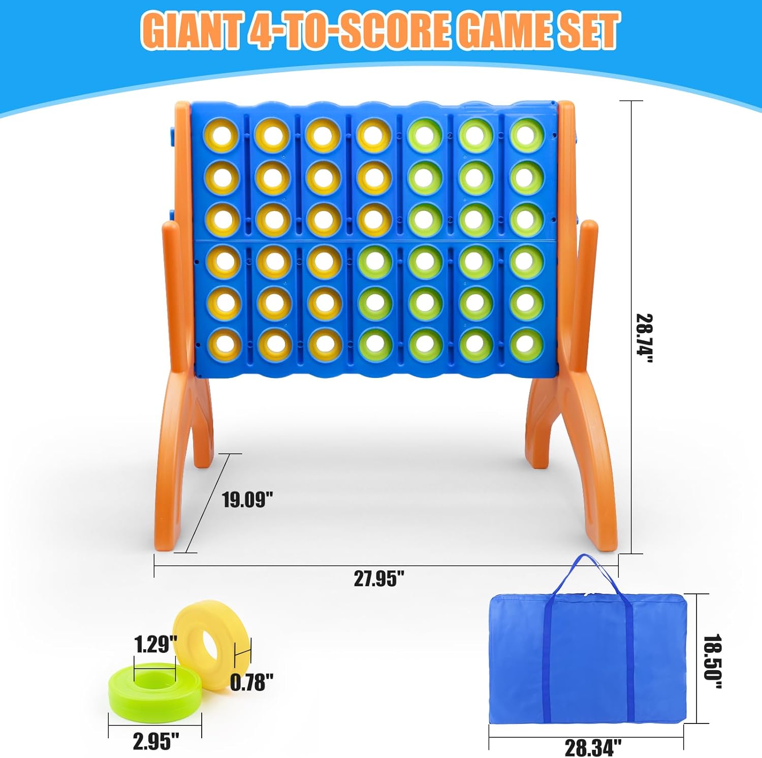 Ayeboovi Giant 4-in-A-Row, Jumbo 4-to-Score Yard Game for Kids and Adults Indoor Outdoor Party Family Connect Game Set with Quick Release Slider & Carrying Bag-3