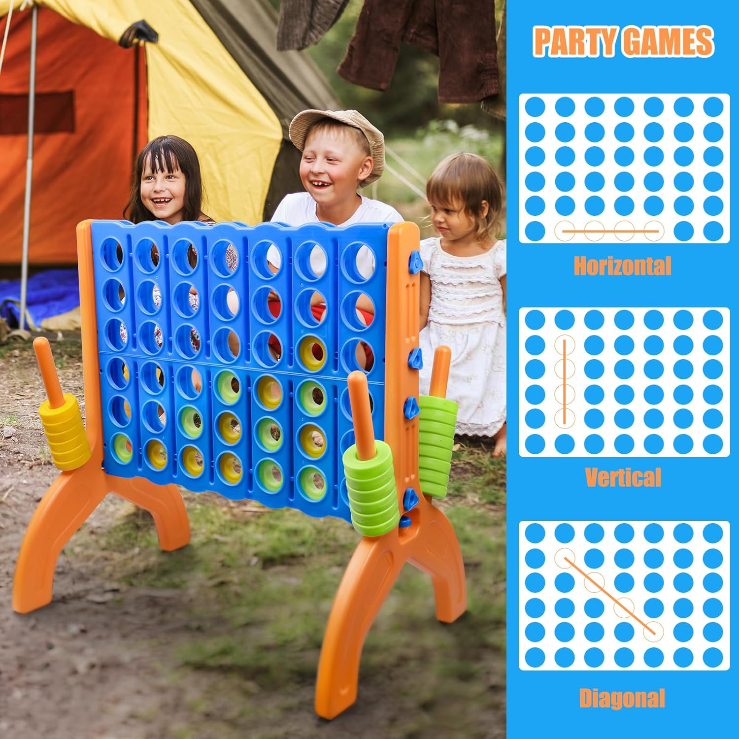 Ayeboovi Giant 4-in-A-Row, Jumbo 4-to-Score Yard Game for Kids and Adults Indoor Outdoor Party Family Connect Game Set with Quick Release Slider & Carrying Bag-5