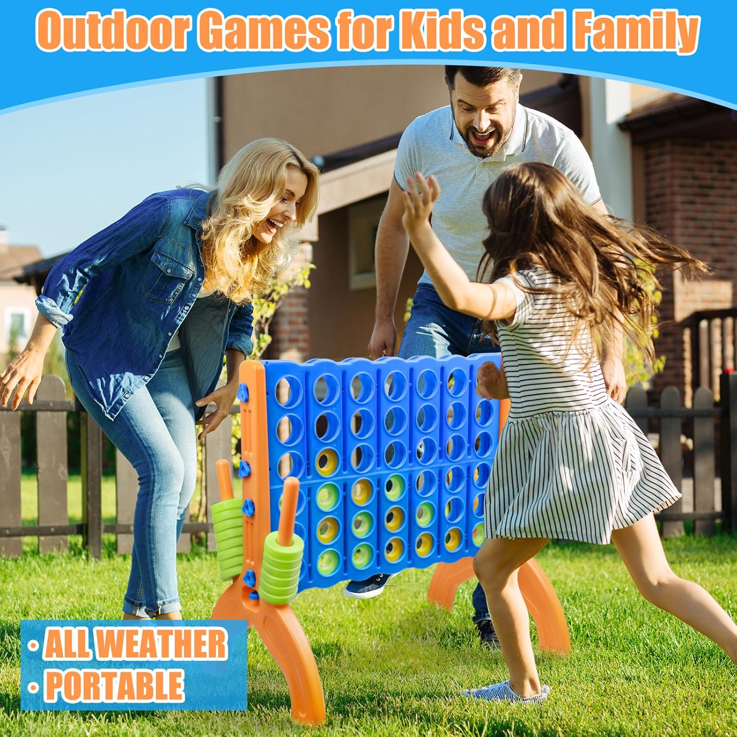 Ayeboovi Giant 4-in-A-Row, Jumbo 4-to-Score Yard Game for Kids and Adults Indoor Outdoor Party Family Connect Game Set with Quick Release Slider & Carrying Bag-6