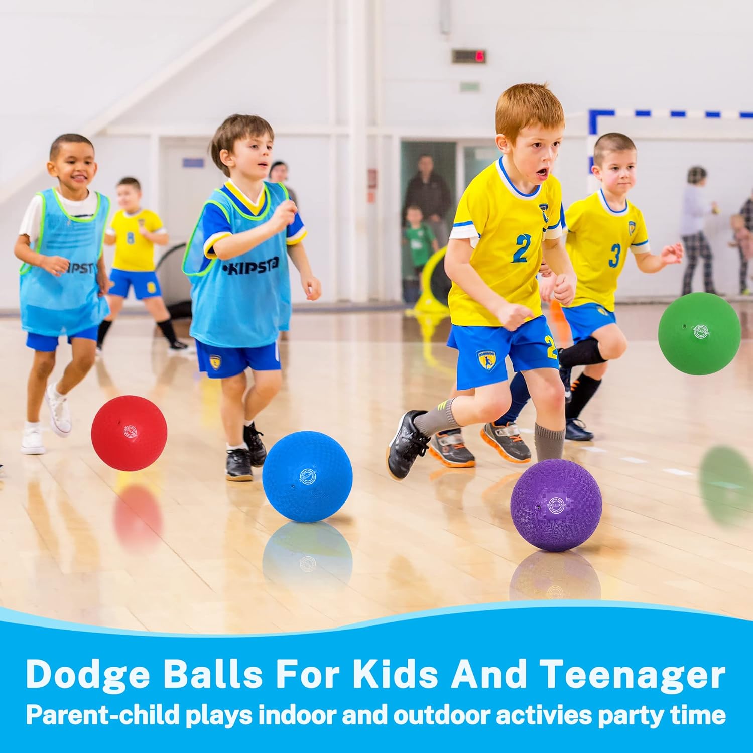 Dodgeballs Playground Balls, Dodge Ball Set for Kids & Adults, Bouncing Kickballs Handball for Outdoor & Indoor Games - Includes Pump & Mesh Storage Bag-1