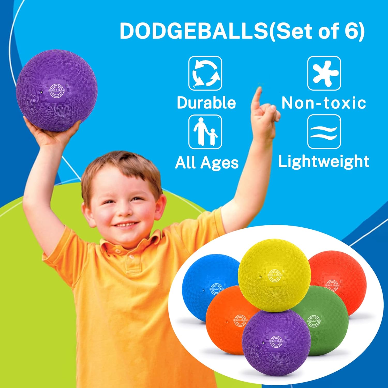 Dodgeballs Playground Balls, Dodge Ball Set for Kids & Adults, Bouncing Kickballs Handball for Outdoor & Indoor Games - Includes Pump & Mesh Storage Bag-2