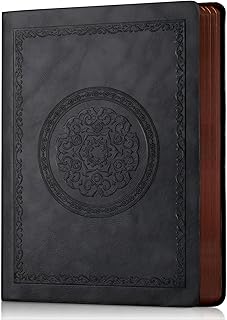 Leather Vintage Journal Notebook,300 Pages,Leather Softcover Lined Journal Notebooks for Women Men,Notebook Journals for Writing Travel,Business,Office,5.7'' X 8.3'',Black