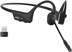 SHOKZ OpenComm2 UC - Bone Conduction Bluetooth Stereo Computer Headset with Boom Mic - USB-A Compatible with PC and Mac - Zoom Certified - with Bookmark,Black (C110)