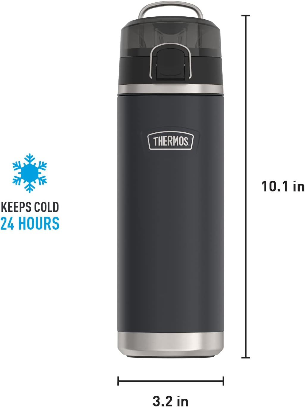 THERMOS ICON SERIES Stainless Steel Water Bottle with Spout - 24 Ounce, Granite - Vacuum Insulated Water Bottle with Lid-5