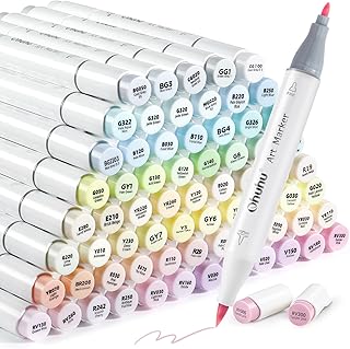 Ohuhu Pastel Markers Alcohol Based -96 Pastel Colors of Sweetness & Blossoming - Double Tipped Art Alcohol Markers for Artist Adults' Coloring Illustration - Brush & Fine - Honolulu B