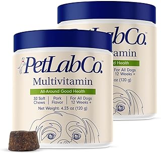 PetLab Co. 22 in 1 Dog Multivitamin - Support Dog's Immune Response, Skin, Coat, Joints & Overall Health - Vitamins A, E, D, B12, Minerals, Antioxidants - Chewable Pork Flavor