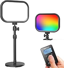 RALENO 15W RGB Streaming Light, 4000mAh Built-in Battery Key Light with 2.4G Remote and Stand, 2500-8500K Adjustable Studio Video Light for YouTube Zoom Meetings Photography Video Recording Conference