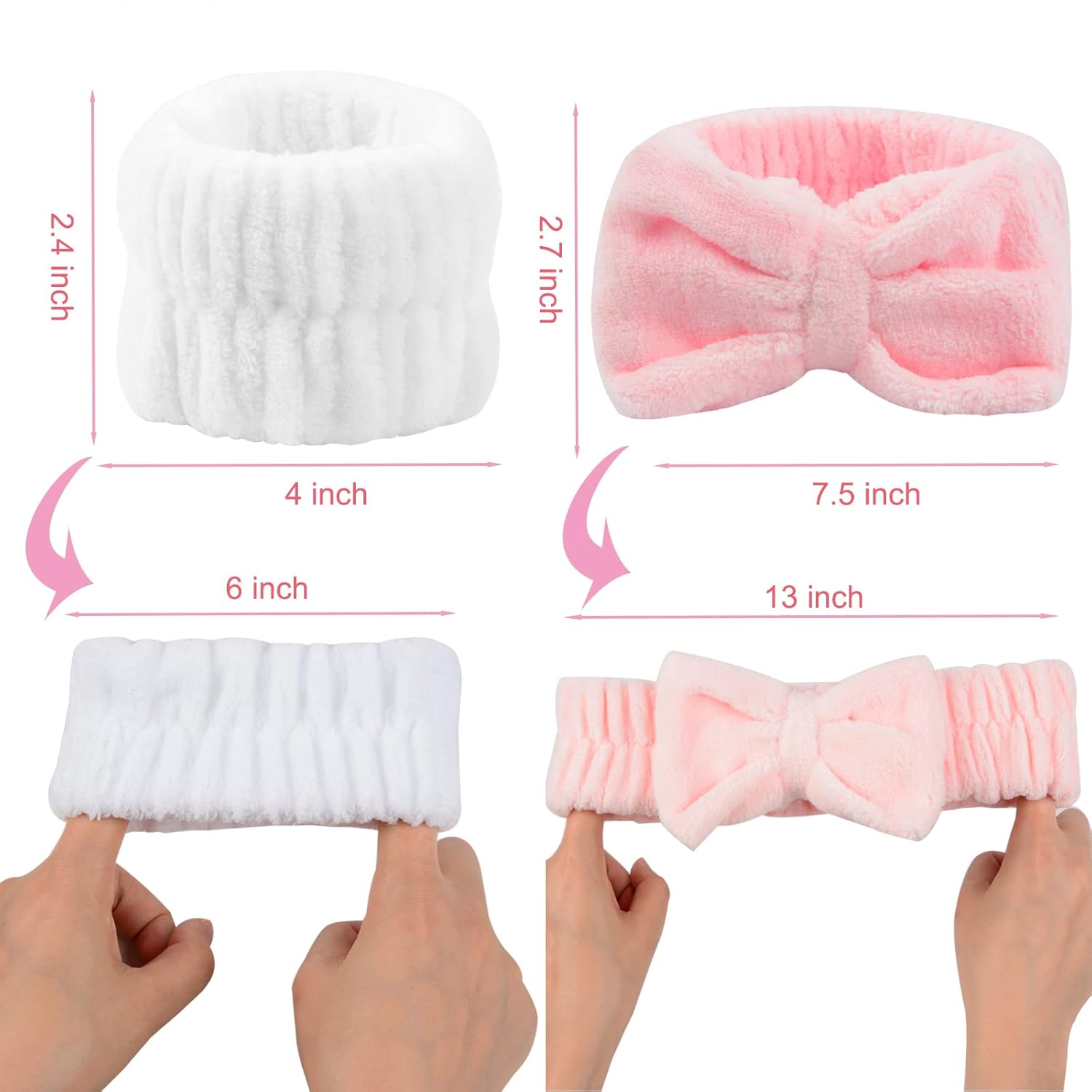 Wrist Towels for Washing Face, Spa Face Wash Headband and Wristband Set Microfiber Wrist Scrunchies Highly Absorbent Washband (6 PCS)-1