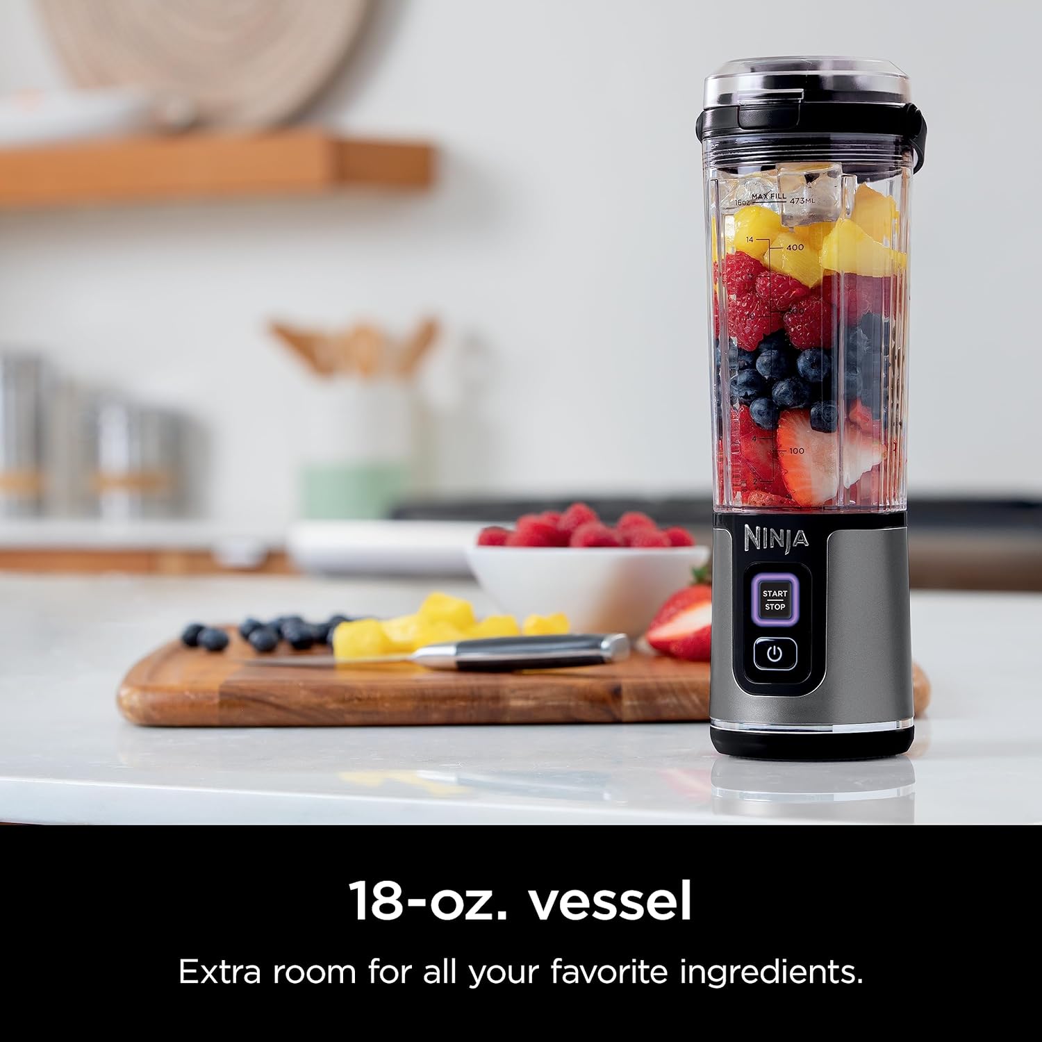 Ninja BC151BK Blast Portable Blender, Cordless, 18oz. Vessel, Personal Blender-for Shakes & Smoothies, BPA Free, Leakproof-Lid & Sip Spout, USB-C Rechargeable, Dishwasher Safe Parts, Black-2