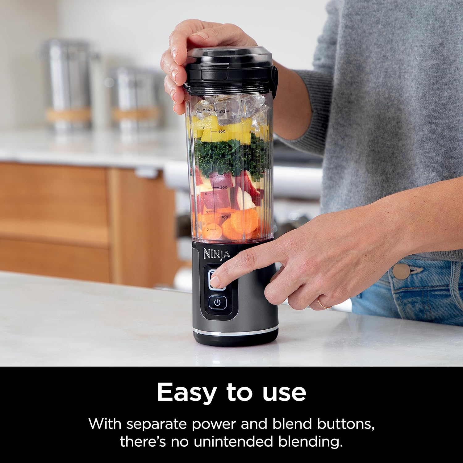 Ninja BC151BK Blast Portable Blender, Cordless, 18oz. Vessel, Personal Blender-for Shakes & Smoothies, BPA Free, Leakproof-Lid & Sip Spout, USB-C Rechargeable, Dishwasher Safe Parts, Black-3