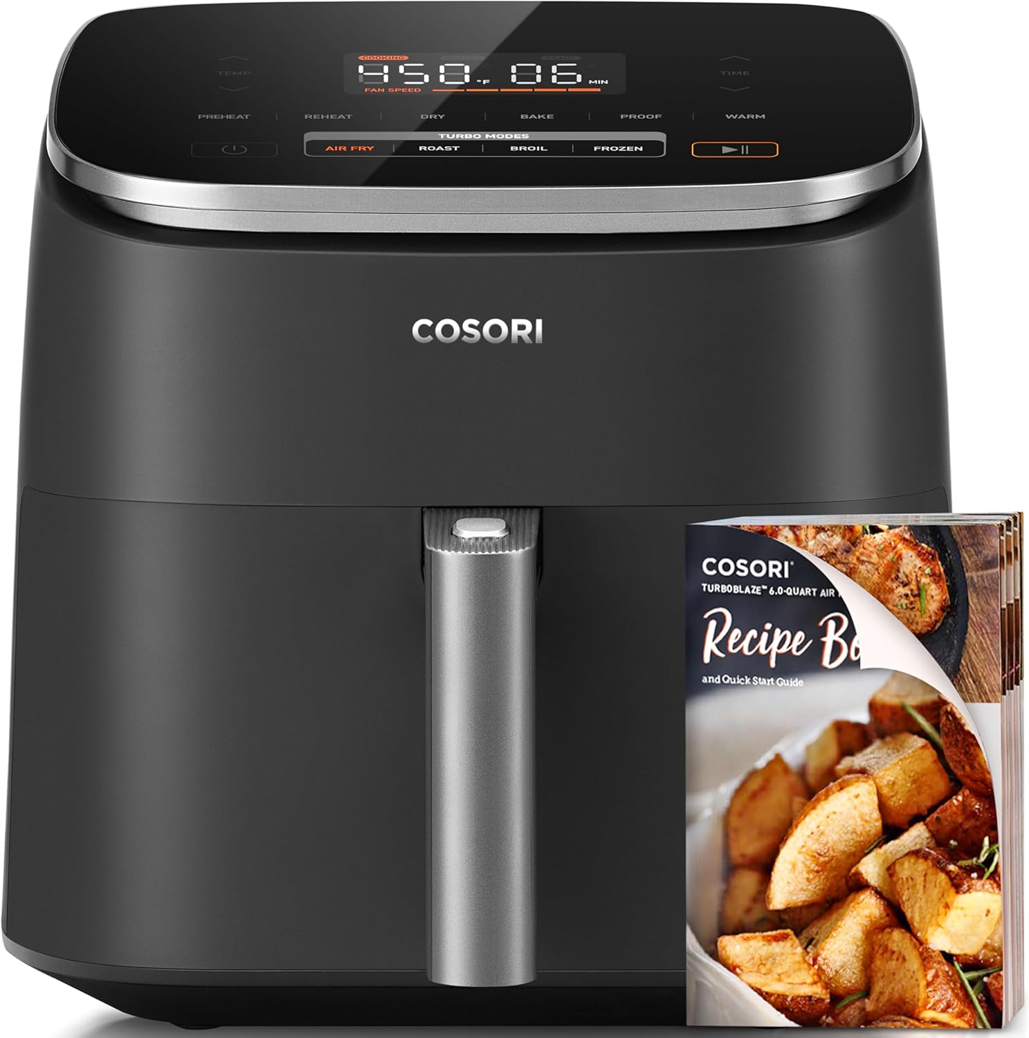 COSORI Air Fryer 9-in-1, Compact & Large 6 Qt, 5 Fan Speeds with 450F for Crispy, 95% Less Oil, 100+ In-App Recipes with Nutrients, Fast Roast, Bake, Dehydrate, Reheat, Frozen, Broil, Proof, Gray-0