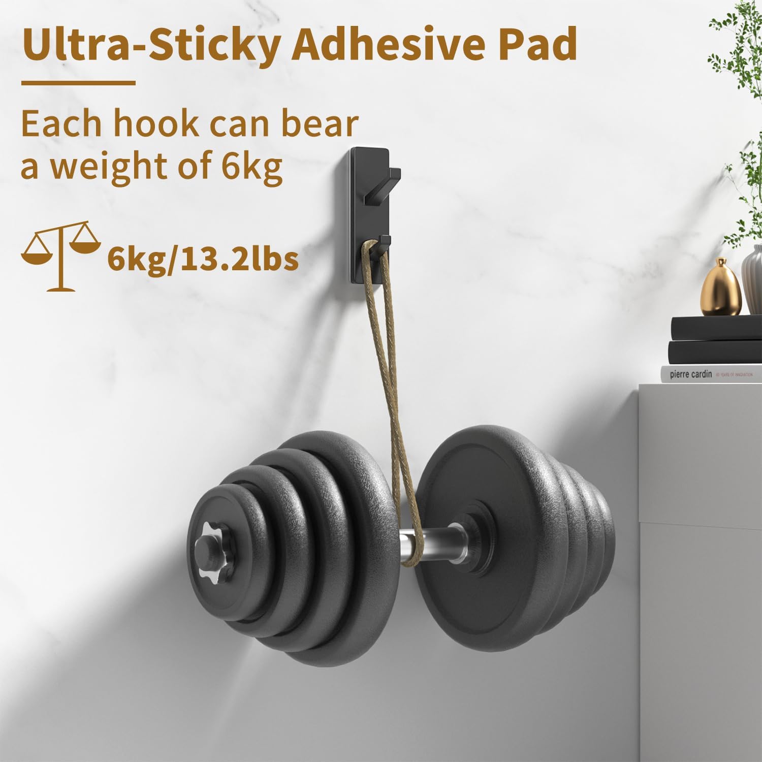 Self Adhesive Wall Hooks for Hanging: Stick-On Hooks Hold 13 LB, Black Coat Hook,Towel Hooks For Bathrooms,Shower Hooks for Wall,Door Hooks Hanging Towel, Kitchen Hook,Metal hooks for hanging,4 Pack-1