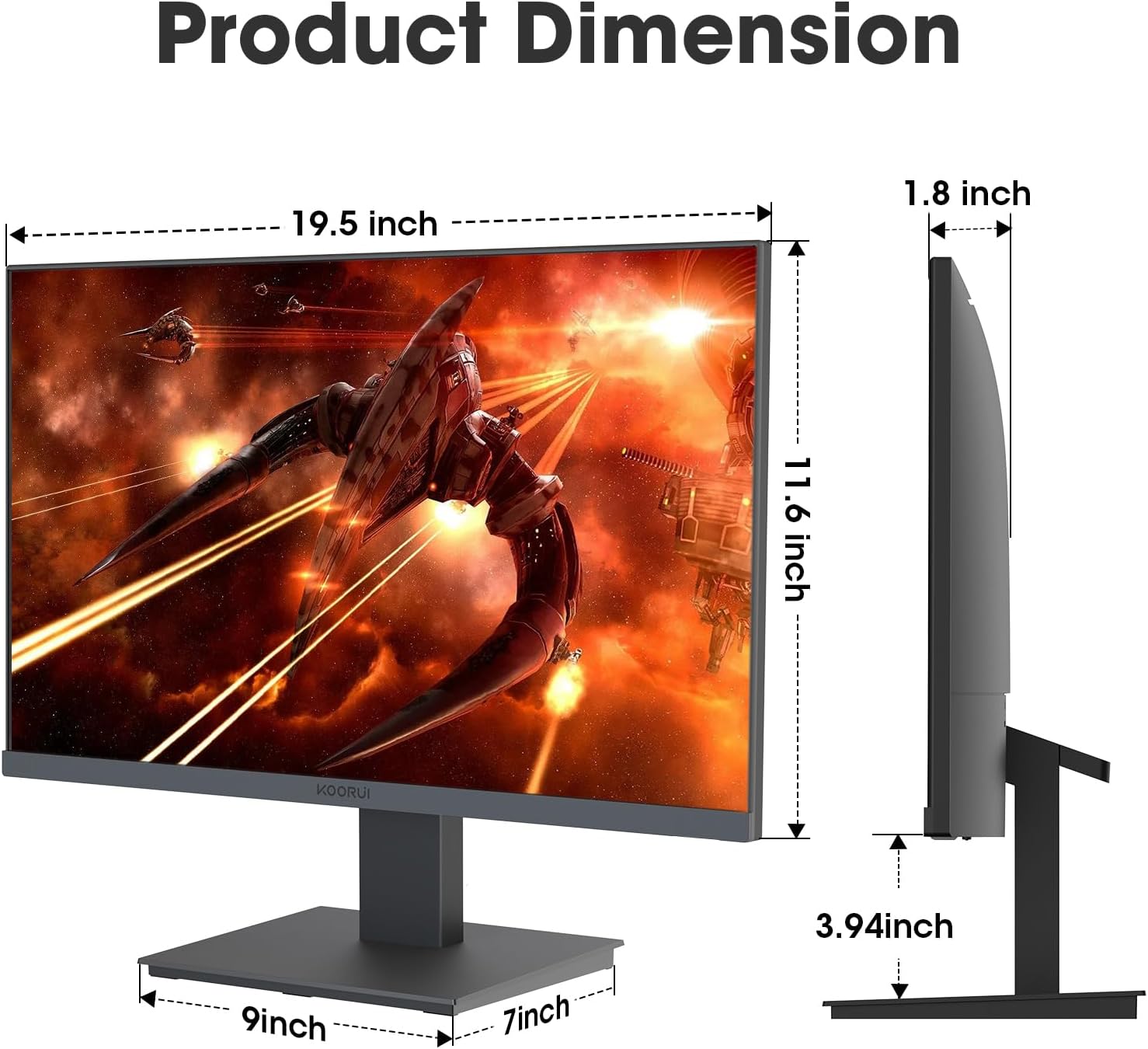 KOORUI Monitor 21.5 Inch Gaming Monitor FHD 1080P/Full HD 100HZ PC Monitor VA Panel LCD Display with Speakers Adpitive sync (HDMI/VGA/VESA Compatible/Audio Terminal) S01-7