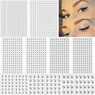 2102pcs Face Gems Stick on, Self Adhesive Hair Jewels Face Rhinestones Stickers Bling Jewels for for Face Hair Nails Makeup Clothes Shoes Bags DIY Craft, 7 Size 14 Sheets (White)