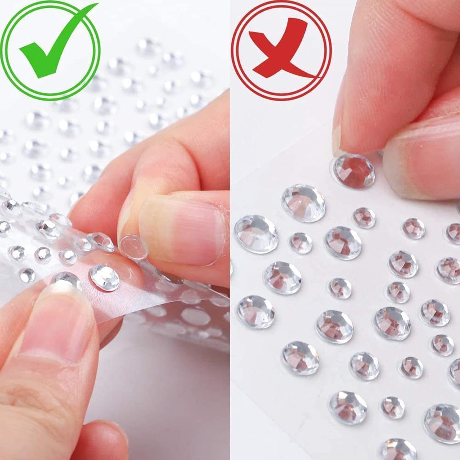 2102pcs Face Gems Stick on, Self Adhesive Hair Jewels Face Rhinestones Stickers Bling Jewels for for Face Hair Nails Makeup Clothes Shoes Bags DIY Craft, 7 Size 14 Sheets (White)-2