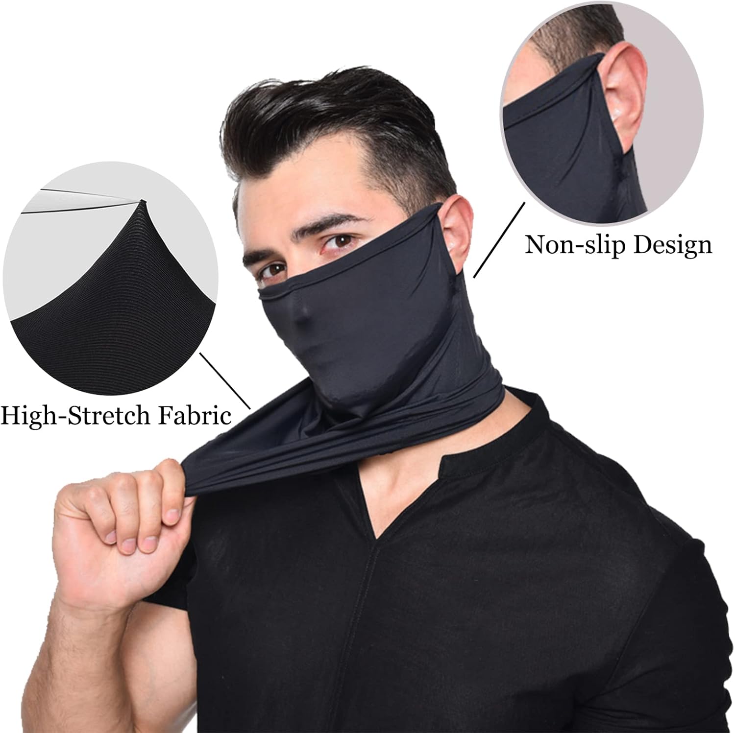 UV Protection Neck Gaiter Sun Arm Sleeves Set, Cooling Face Neck Mask and Compression Sleeves to Cover Arms UPF 50+ Men Women-4