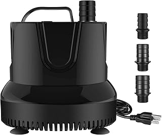 Simple Deluxe 80GPH Submersible Water Pump (300L/H 4W) with 6ft Cord and 2 Threaded Nozzles for Fountains, Ponds, Aquariums and Hydroponics, 1 Pack, Black