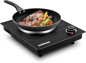 CUSIMAX Hot Plate, Single Burner Electric Cooktop, 1500W Electric Burner Hot Plate for Cooking with Adjustable Temperature, Portable Countertop Burner Stainless Steel, Black, New Model