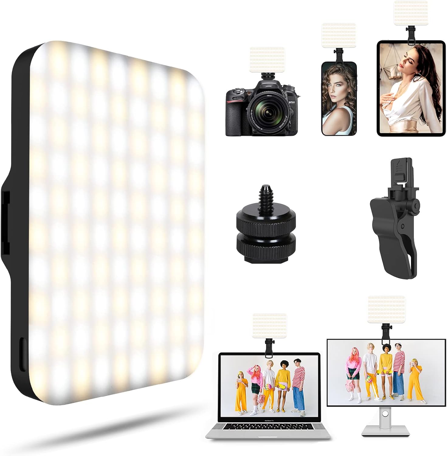 Selfie Light - BANSINE USB-Rechargeable LED Phone Light - Portable Photo Light with 97+ CRI, Up to 6500K Color Temperature Phone Light for Selfie, Zoom Conference, Video, Makeup and Live Stream-0